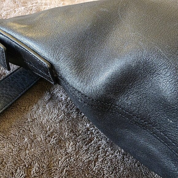 Vintage Coach Legacy Gloved Tan 9186 Black Leather Bucket Shoulder Bag Hobo - Picture 5 of 16